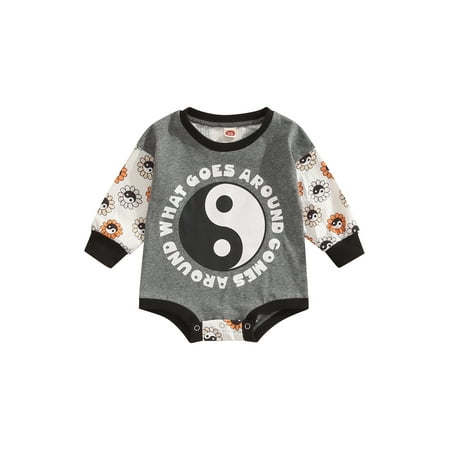 Diconna Baby Romper Patchwork Long Sleeve Round Neck Traditional Yin Yang Pattern Letter Print Triangle Jumpsuit Grey 18-24 Months
Diconna Baby Romper Patchwork Long Sleeve Round Neck Traditional Yin Yang Pattern Letter Print Triangle Jumpsuit Grey 18-24 Months