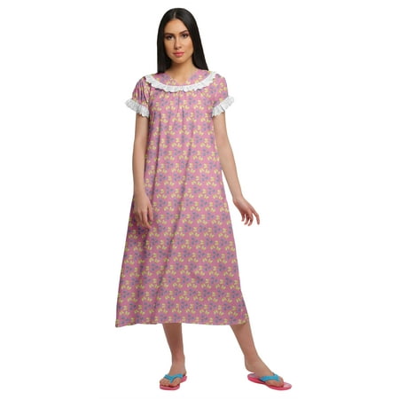 Moomaya Cotton V-Neck Sleepwear For Ladies Short Sleeve WoMen s Nightdress