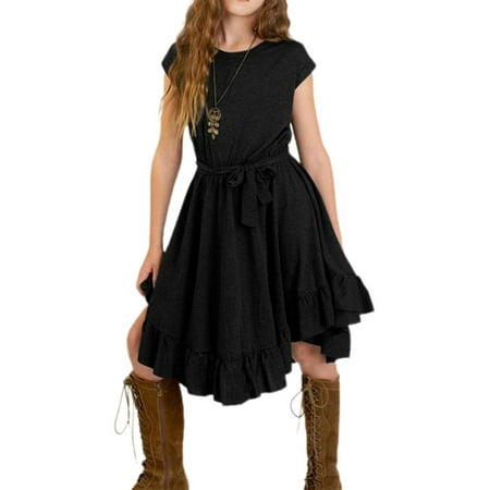 Eleluny Kids Girls Solid Ruffle Midi Dress Summer Short Sleeve Casual Dresses Black S
Eleluny Kids Girls Solid Ruffle Midi Dress Summer Short Sleeve Casual Dresses Black S
