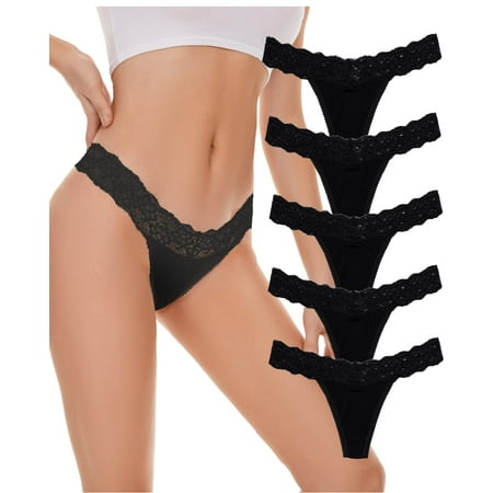 VEMILOTS Lace Thongs for Women Pack Seamless Stretch No Show Underwear Cotton Modal Thong Panties 5 Pack(5pc Black-S)
VEMILOTS Lace Thongs for Women Pack Seamless Stretch No Show Underwear Cotton Modal Thong Panties 5 Pack(5pc Black-S)