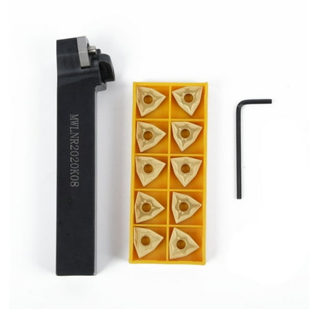 Set 20mm MWLNR2020K08 Lathe Turning Tool Holder+10 WNMG0804 Carbide Inserts