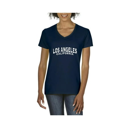 Los Angeles California in White Cali Women's V-Neck T-Shirt Tee Clothes
