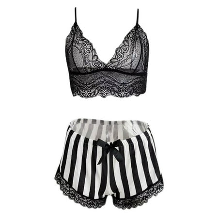 Lingerie Womens Fashion Deep V Lace Uniforms Elastic Waist Striped Print Sleepwear Pajamas Womens Underwear
Lingerie Womens Fashion Deep V Lace Uniforms Elastic Waist Striped Print Sleepwear Pajamas Womens Underwear