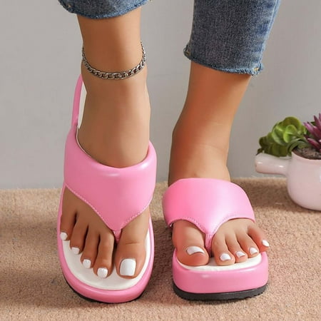 Aoujea Comfortable Sandals for Women Casual Beach Solid Color Casual Comfortable Slippers Thick Bottom Flip-flops Slippers Pink 9.5
Aoujea Comfortable Sandals for Women Casual Beach Solid Color Casual Comfortable Slippers Thick Bottom Flip-flops Slippers Pink 9.5