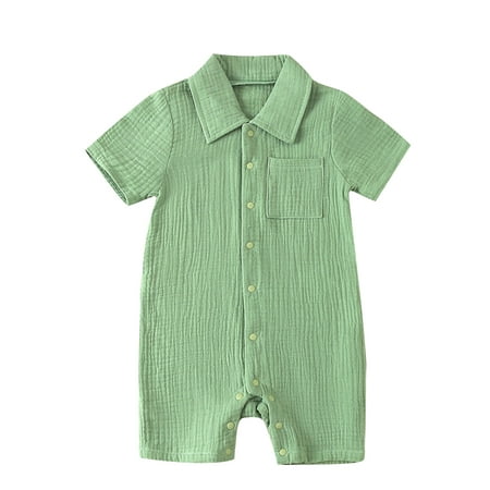Co.MMehjri Baby Boys Girls Jumpsuits Short Sleeve Lapel Collar Solid Color Button Up Rompers Newborn Clothes
Co.MMehjri Baby Boys Girls Jumpsuits Short Sleeve Lapel Collar Solid Color Button Up Rompers Newborn Clothes
