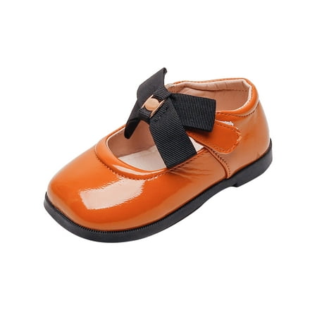 

NIUREDLTD Fashion Children Casual Shoes Flat Bottom Lightweight Solid Color Bow Square Toe Comfortable Size 33
