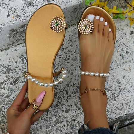Women s Summer Rhinestones Non Slip Solid Color Slip On Flat Beach Open Toe Breathable Sandals Shoes Slippers Note Please Buy One Or Two Sizes Larger
Women s Summer Rhinestones Non Slip Solid Color Slip On Flat Beach Open Toe Breathable Sandals Shoes Slippers Note Please Buy One Or Two Sizes Larger