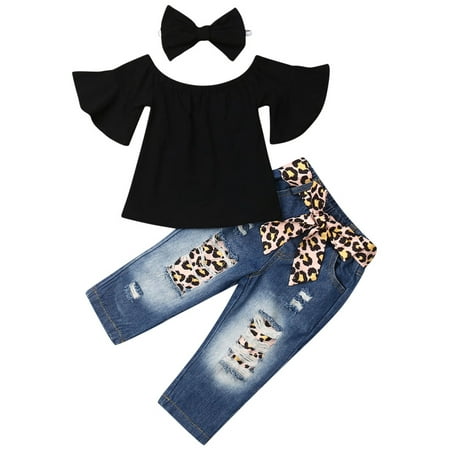 Toddler Baby Kids Girl Outfits Flared Sleeve T-Shirt Top Denim Pants with Headband 3pcs Clothes Set for 1-6T
Toddler Baby Kids Girl Outfits Flared Sleeve T-Shirt Top Denim Pants with Headband 3pcs Clothes Set for 1-6T