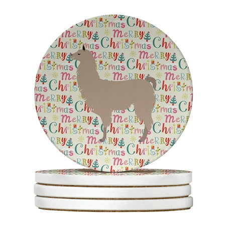Llama Christmas Large Sandstone Coasters Pack of 4 4 in x 4 in