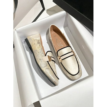 Women Metal Decor Contrast Binding Square Toe Flats Elegant Loafer Flats For Outdoor
Women Metal Decor Contrast Binding Square Toe Flats Elegant Loafer Flats For Outdoor