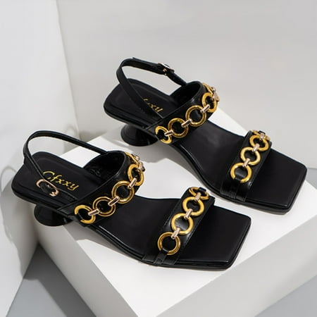 Cathalem Summer Elegant Temperament Chain High Heeled Women Sandals Solid Color Comfortable Heel Shoes Womens Jelly Sandals Black 9
Cathalem Summer Elegant Temperament Chain High Heeled Women Sandals Solid Color Comfortable Heel Shoes Womens Jelly Sandals Black 9