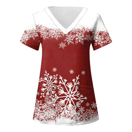 TAIAOJING Women Scrubs Tops Uniform Ladies Casual Christmas Print Short Sleeve Pocket Loose Caring Workwear
TAIAOJING Women Scrubs Tops Uniform Ladies Casual Christmas Print Short Sleeve Pocket Loose Caring Workwear