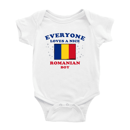Everyone Loves a Nice Romanian Boy Baby Bodysuits Newborn Clothes (White 6-12 Months)
Everyone Loves a Nice Romanian Boy Baby Bodysuits Newborn Clothes (White 6-12 Months)