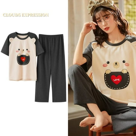 QWZNDZGR Spring Summer Knitted Cotton Cartoon Women s Pajama Sets Short Sleeved Long Pants Plaid Sleepwear Kwaii Nighty 4XL Home Fashion
QWZNDZGR Spring Summer Knitted Cotton Cartoon Women s Pajama Sets Short Sleeved Long Pants Plaid Sleepwear Kwaii Nighty 4XL Home Fashion