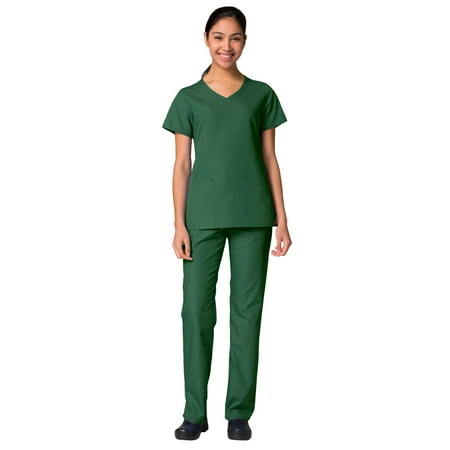 Maevn Red Panda Women s Curved Mock Wrap Top & Full Elastic Cargo Pant Scrub Set