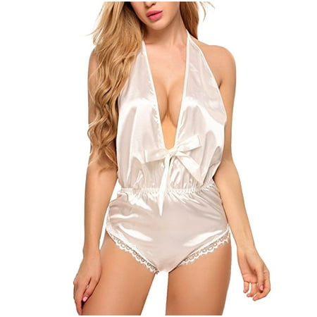 Gaiseeis Silk Pajamas Sexy Satin Underwear Jumpsuit Bodysuit Teddy Lingerie Sleepwear White M
Gaiseeis Silk Pajamas Sexy Satin Underwear Jumpsuit Bodysuit Teddy Lingerie Sleepwear White M