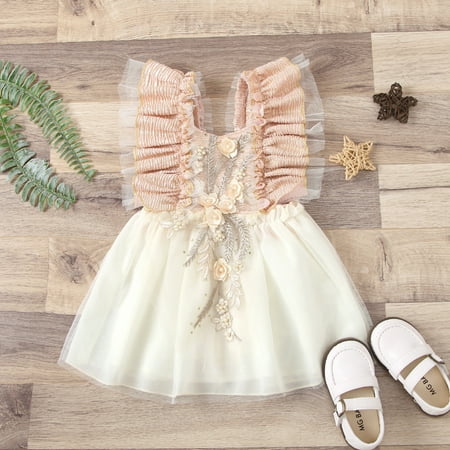 Tking Fashion Toddler Infant Baby Girls Ruffle Embroider Bead Patchwork Tulle Dress Princess Beige 70
Tking Fashion Toddler Infant Baby Girls Ruffle Embroider Bead Patchwork Tulle Dress Princess Beige 70