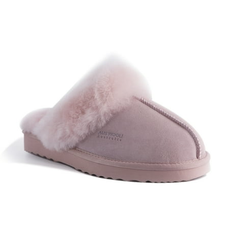 Aus Wooli Australia Unisex Sheepskin Wool Sydney Slippers - Pale PInk