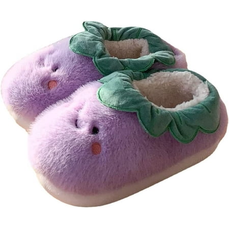 CoCopeaunt Tomatoes Slippers for Women Fluffy Warm House Slippers Fuzzy Slippers Women Cute Slippers for Women
