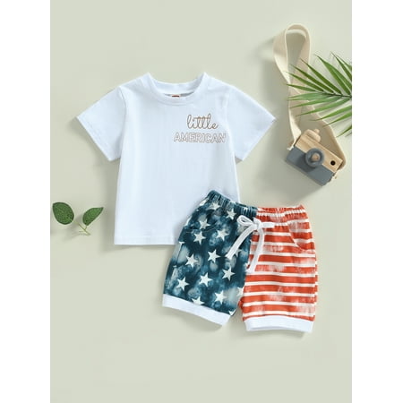 Lamuusaa Kid Boy Girl Pants Suit Short Sleeve Round Neck Letters Print Tops + Drawstring Short Pants Outfit for Independence Day
Lamuusaa Kid Boy Girl Pants Suit Short Sleeve Round Neck Letters Print Tops + Drawstring Short Pants Outfit for Independence Day