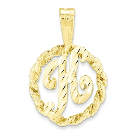 10k Yellow Gold Initial H Pendant