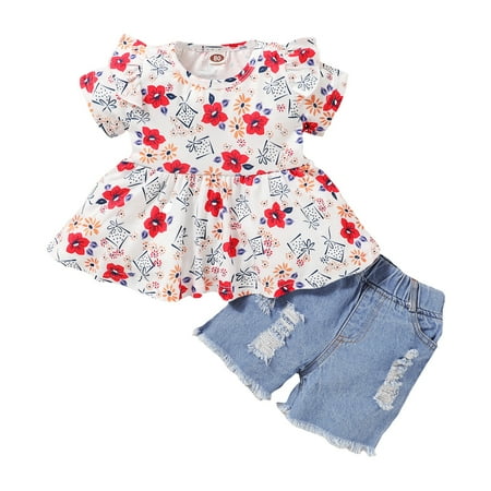 Mikrdoo 3Y Toddler Baby Girls Summer Clothes Floral Ruffle Sleeve Shirt Ripped Jeans Shorts 2Pcs Outfits White 3-4 Years
Mikrdoo 3Y Toddler Baby Girls Summer Clothes Floral Ruffle Sleeve Shirt Ripped Jeans Shorts 2Pcs Outfits White 3-4 Years