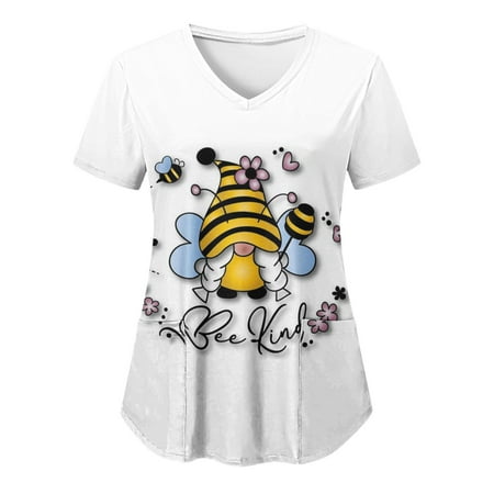 Bee Printed Working Uniform Lady 2023 New Protective Clothing Women s Spring Short Sleeved V Neck Printed Pocket T Top Scrubs Uniform Nurses
Bee Printed Working Uniform Lady 2023 New Protective Clothing Women s Spring Short Sleeved V Neck Printed Pocket T Top Scrubs Uniform Nurses