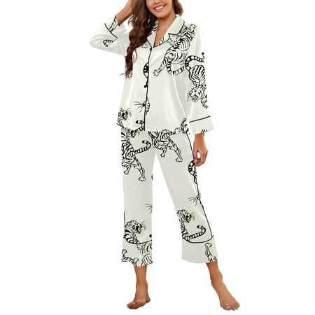 Womens Silk Satin Pajama Set Long Sleeve Notch Collar Loungewear Two Piece Sleepwear Button Down Pj Set
Womens Silk Satin Pajama Set Long Sleeve Notch Collar Loungewear Two Piece Sleepwear Button Down Pj Set