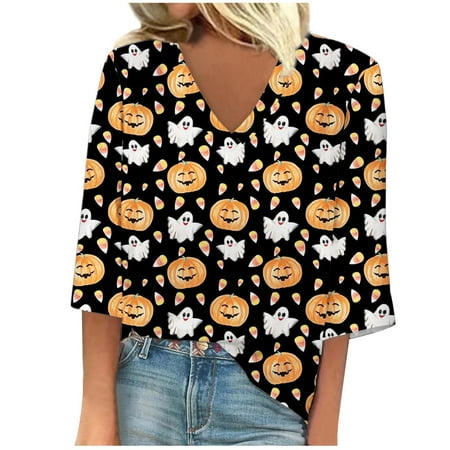 DENGDENG Womens T Shirts Casual Elbow Outfits Tops Maternity Halloween Ghost Pumpkin Printed Tshirts Dressy 3/4 Sleeve Plus Size Tees Cute Shirts Fall V Neck Clothes Orange 3XL
DENGDENG Womens T Shirts Casual Elbow Outfits Tops Maternity Halloween Ghost Pumpkin Printed Tshirts Dressy 3/4 Sleeve Plus Size Tees Cute Shirts Fall V Neck Clothes Orange 3XL