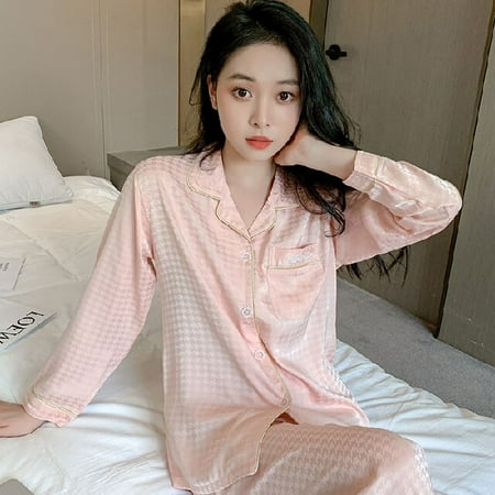 DanceeMangoo Womens Pajamas Set Spring Autumn Leisure Elastic Waist Sleepwear Satin Womens Long Sleeve Nightwear Trousers Homewear Clothes
DanceeMangoo Womens Pajamas Set Spring Autumn Leisure Elastic Waist Sleepwear Satin Womens Long Sleeve Nightwear Trousers Homewear Clothes