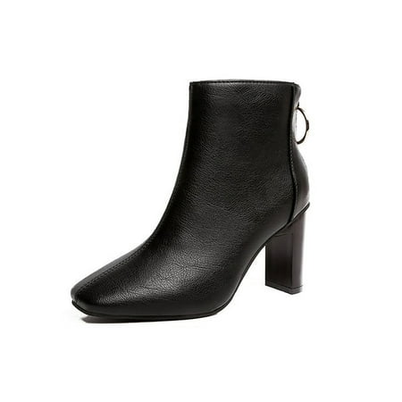 Ymiytan Ladies Ankle Boots Back Zipper Fashion Boot Chunky High Heel Bootie Walking Winter Shoes Comfort Square Toe Short Booties Black 6
Ymiytan Ladies Ankle Boots Back Zipper Fashion Boot Chunky High Heel Bootie Walking Winter Shoes Comfort Square Toe Short Booties Black 6