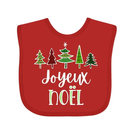 Inktastic Joyeux Noël- Christmas Trees Gift Baby Boy or Baby Girl Bib