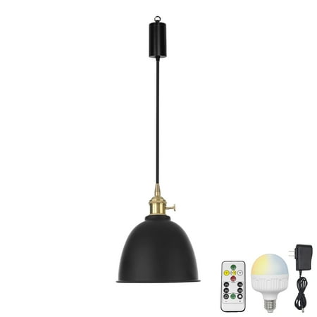 FSLiving Rechargeable Battery Operated Pendant Light with Sleeve&Round Hook RGB Mode Adjustable Wire Length Hanging Light Black Metal Shade Dimmable Lamp for Courtyard Nightstand - 1 Light
FSLiving Rechargeable Battery Operated Pendant Light with Sleeve&Round Hook RGB Mode Adjustable Wire Length Hanging Light Black Metal Shade Dimmable Lamp for Courtyard Nightstand - 1 Light
