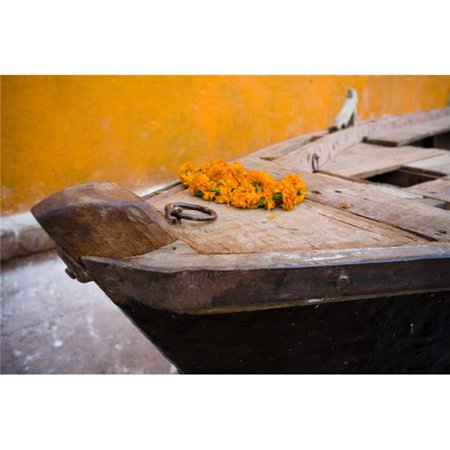 Posterazzi DPI1836021 Flowers On Top of Wooden Canoe - Varanasi Utter Pradesh India Poster Print, 19 x 12