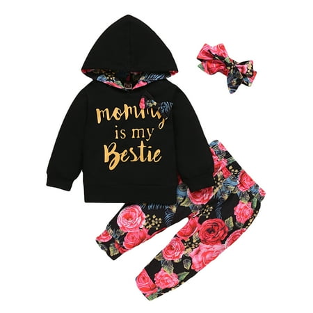 Kucnuzki 12 Months Baby Girl Fall-Winter Outfits Pants Sets 18 Months Long Sleeve Letter Prints Cozy Hooded Sweatshirt Tops Elastic Rose Prints Pants Headband 3PCS Set Black
Kucnuzki 12 Months Baby Girl Fall-Winter Outfits Pants Sets 18 Months Long Sleeve Letter Prints Cozy Hooded Sweatshirt Tops Elastic Rose Prints Pants Headband 3PCS Set Black