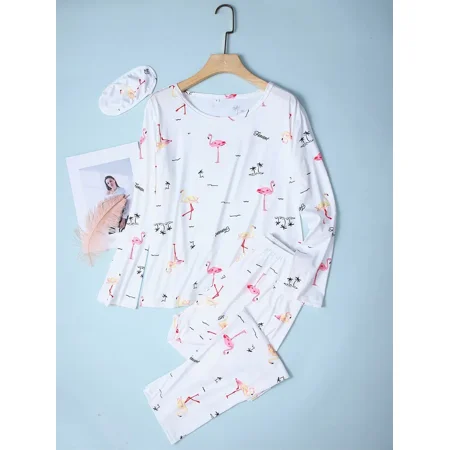 Casual & Soft Flamingo Print Pajamas Long Sleeve Top & Elastic Waistband Pants Women‘s Loungewear & Sleepwear
Casual & Soft Flamingo Print Pajamas Long Sleeve Top & Elastic Waistband Pants Women‘s Loungewear & Sleepwear