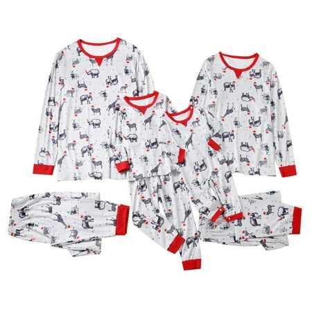 Family Christmas Pajamas Set Cute Animal Print Matching Sleepwear