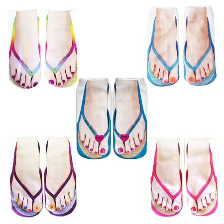 5 Pair Flip Flop Socks 3D Pattern Manicure Print Funny Comfort Running Socks Women Low Cut Ankle
5 Pair Flip Flop Socks 3D Pattern Manicure Print Funny Comfort Running Socks Women Low Cut Ankle