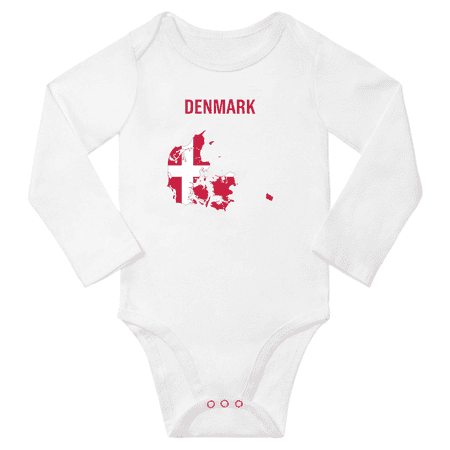 Denmark Flag Map Baby Long Slevve Jumpsuits Clothes (White 12-18 Months)