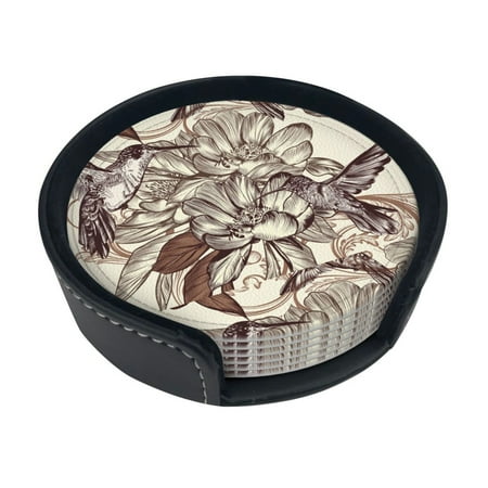 Round Pu Leather Coaster Pattern With Birds And Flowers Classic Style Ornamental Design Floral Print Heat - Resistant Beverage Cup MatKitchen Office Dining Room Table - Drink Protector 6-Slice
Round Pu Leather Coaster Pattern With Birds And Flowers Classic Style Ornamental Design Floral Print Heat - Resistant Beverage Cup MatKitchen Office Dining Room Table - Drink Protector 6-Slice
