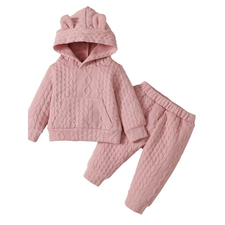 uukiA Infant 3-24 Months Baby Girls Toddler Jacquard Solid Color Hooded T-shirt And Pants 2PCs Outfit Suit
uukiA Infant 3-24 Months Baby Girls Toddler Jacquard Solid Color Hooded T-shirt And Pants 2PCs Outfit Suit