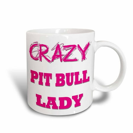 3dRose Crazy Pit Bull Lady - Ceramic Mug 15-ounce