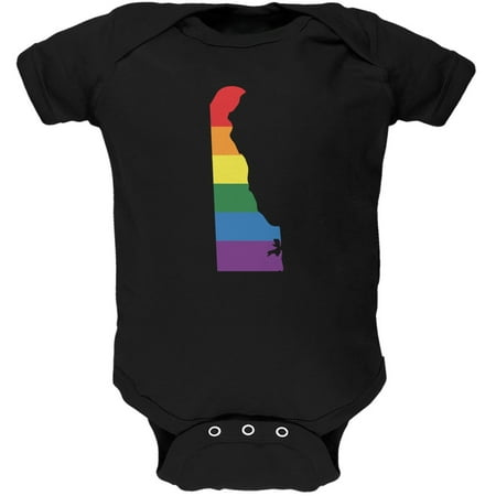 Delaware LGBT Gay Pride Rainbow Black Soft Baby One Piece - 9-12 months