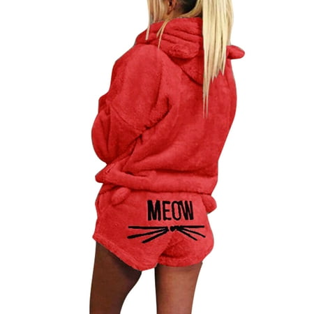 Voguele Women Sleepwear Hooded Pajamas Sets Pocket Nightwear Fleece Lined Lounge Set Two Pieces Outfits Red XL
Voguele Women Sleepwear Hooded Pajamas Sets Pocket Nightwear Fleece Lined Lounge Set Two Pieces Outfits Red XL