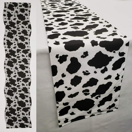 

Black & White Cow Spots Table Runner by Penny s Needful Things (5 Feet Long - SCALLOPED) (White)