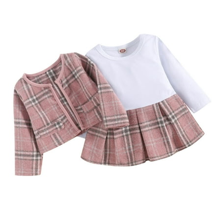 Cute Baby Clothes Toddler Baby Girls Long Sleeves Patchwork Plaid Princess Dress Round Collar Coat Outfit Set Clothes 2PCS High Legging
Cute Baby Clothes Toddler Baby Girls Long Sleeves Patchwork Plaid Princess Dress Round Collar Coat Outfit Set Clothes 2PCS High Legging