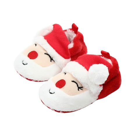 ZIYIXIN Baby Boys Girls Christmas Crib Shoes Cartoon Slippers Soft Sole Anti-Slip First Walking Shoes