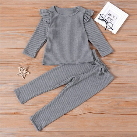 Esho 2Pcs Toddler Girls Soft Comfy Cotton Knitted Sleepwear Pajamas Set Kids Ribbed Long Sleeve Ruffled Top + Pants Pjs Loungewear
Esho 2Pcs Toddler Girls Soft Comfy Cotton Knitted Sleepwear Pajamas Set Kids Ribbed Long Sleeve Ruffled Top + Pants Pjs Loungewear