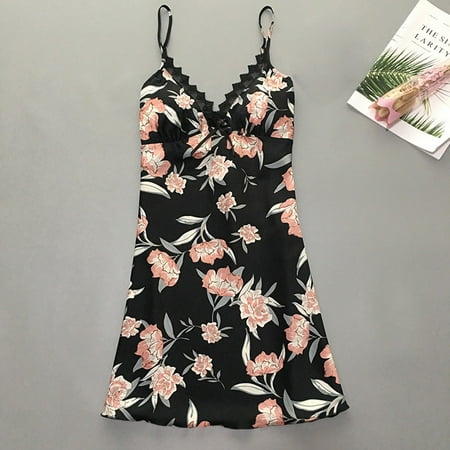 Women Satin Flower Printint Silk Lingerie Bow Lace Pajamas Sleepwear Nightdress Please buy one or two sizes up
Women Satin Flower Printint Silk Lingerie Bow Lace Pajamas Sleepwear Nightdress Please buy one or two sizes up