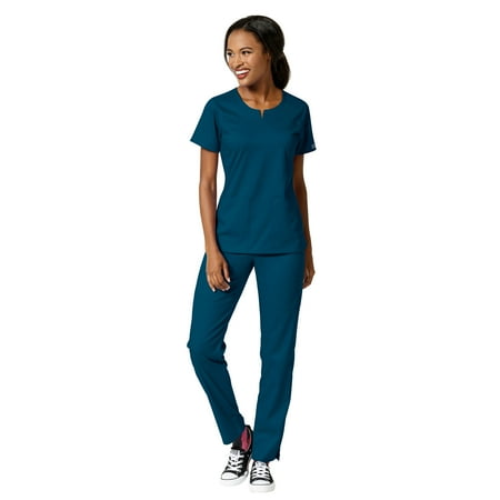 WonderWink Scrubs Set PRO Women s Notch Neck Top & Knit Waist Pant